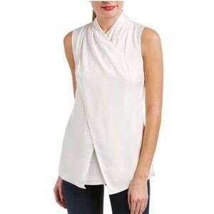 Cabi Women 14 Wraparound Sleeveless Top 3259 White Layered Clean Minimalist